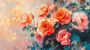 绚丽多彩的盛放玫瑰花束