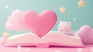 爱心书上的萌趣小猪