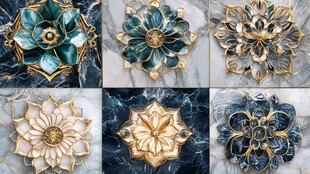 精致华丽金属花朵装饰图案