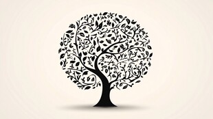 简约黑白树形图案设计