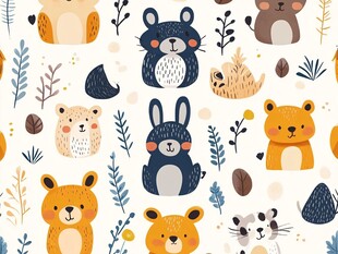 可爱森林动物图案背景
