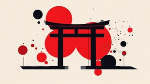 日式鸟居 抽象艺术图形