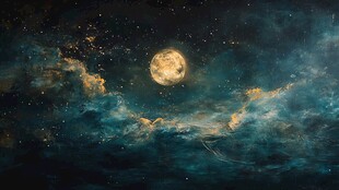 梦幻月夜星空景象