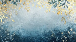 蓝金叶饰背景图