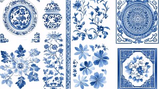 中式青花瓷花纹图案集