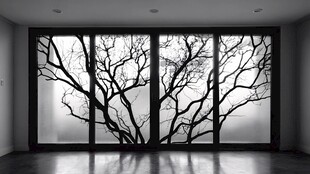 室内黑白树枝窗景艺术