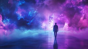 迈向奇幻之门的孤独身影