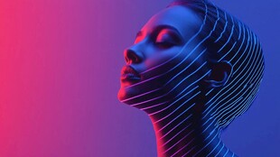 梦幻线条勾勒的科技感人像