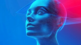 科技感虚拟人像头部特写