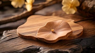 木质莲花形茶垫 古韵雅致
