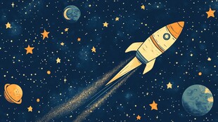 火箭遨游璀璨星空