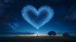 梦幻星空下的心形璀璨景象