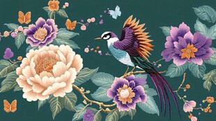 花鸟绘景 绮丽中式风情