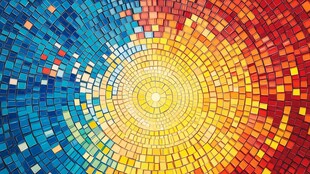 彩色马赛克圆形图案背景