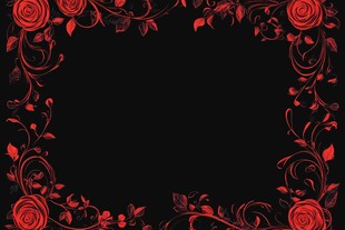 红玫瑰花纹黑色背景边框