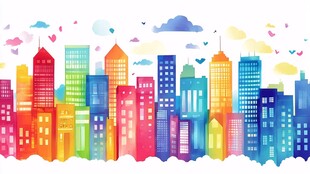 梦幻多彩城市天际线