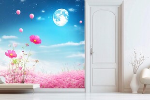 梦幻星空花卉室内墙景