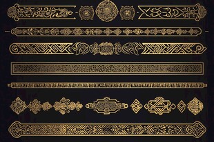 复古金色精美装饰花纹图案