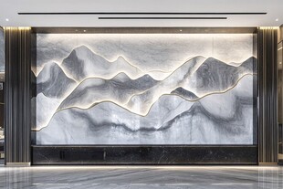 山水艺术背景墙 大气奢华