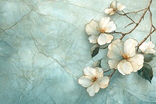 淡蓝纹理上的素雅花卉