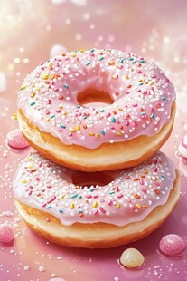 甜蜜双层粉糖霜甜甜圈