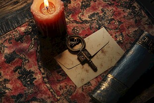 复古烛光下的航海物件