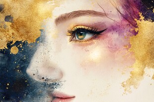 梦幻美妆女性水彩艺术肖像