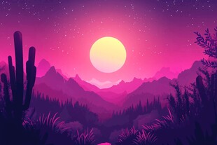 梦幻粉紫山谷日落景象