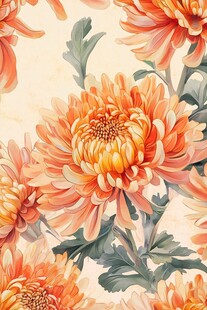 橙色菊花花卉图案背景