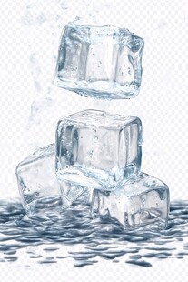 冰块坠落溅起水花瞬间