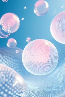 梦幻蓝粉气泡科技感画面