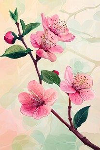 粉色春花枝头绽放