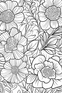 黑白花卉图案设计图