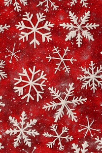红色背景上的白色雪花图案
