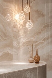 大理石台搭配创意吊灯