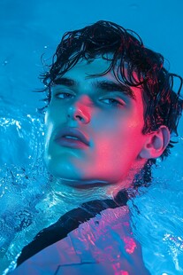 水中男士的时尚光影瞬间