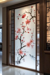 中式玄关梅花图艺术隔断