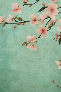 复古风粉色桃花枝背景图