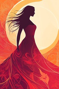 梦幻红衣女子唯美剪影