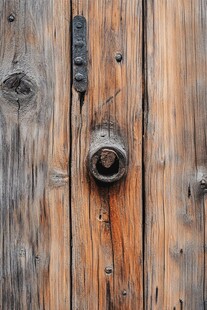 古朴老旧木门上的金属配件