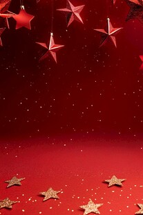 红色背景上的闪耀星星装饰