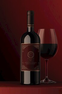 优雅红酒与高脚杯的组合