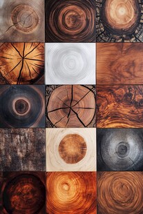 多样树轮纹理艺术拼图