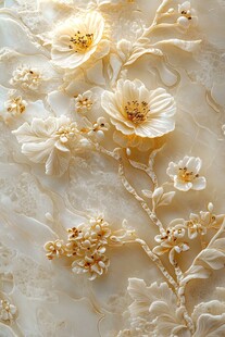 精美浮雕花卉玉石纹理图