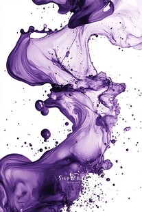 紫色墨水在空中舞动