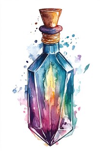 彩色水彩风魔法药剂玻璃瓶