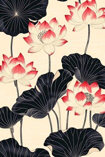 水墨荷花图案设计
