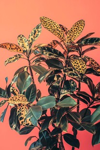 豹纹叶片植物特写