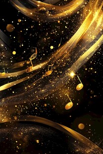 金色动感音符梦幻背景图