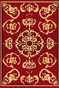 中式传统红底金色花纹图案